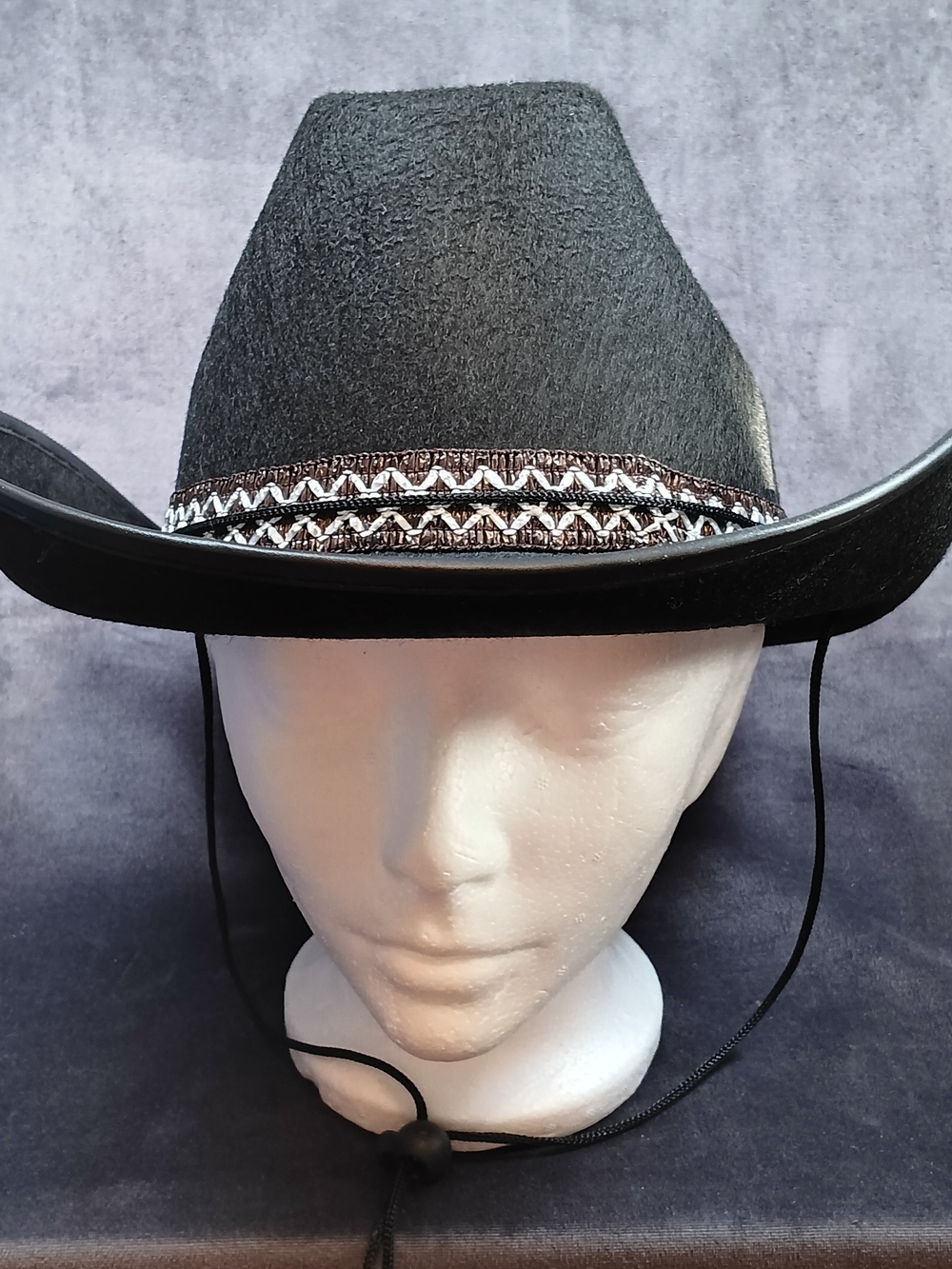 Men's Black Western Cowboy Hat with Decorative Braided Band